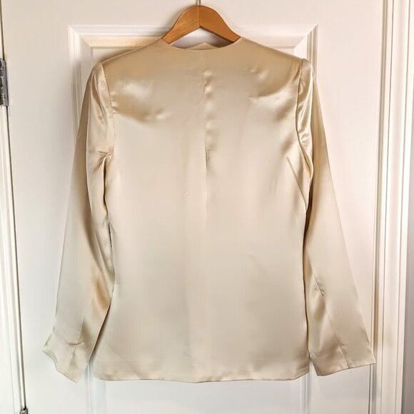 Whitney Eve Cream Silk Charmeuse Scallop Collar Jacket - Picture 2 of 4